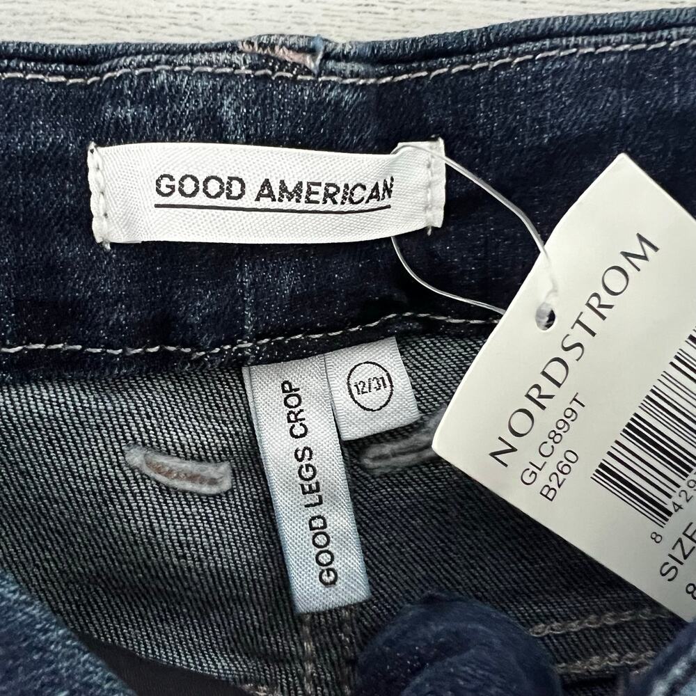 Good American NWT Good Legs Crop Dark Wash Skinny Jeans Size 12/31 - Picture 3 of 7